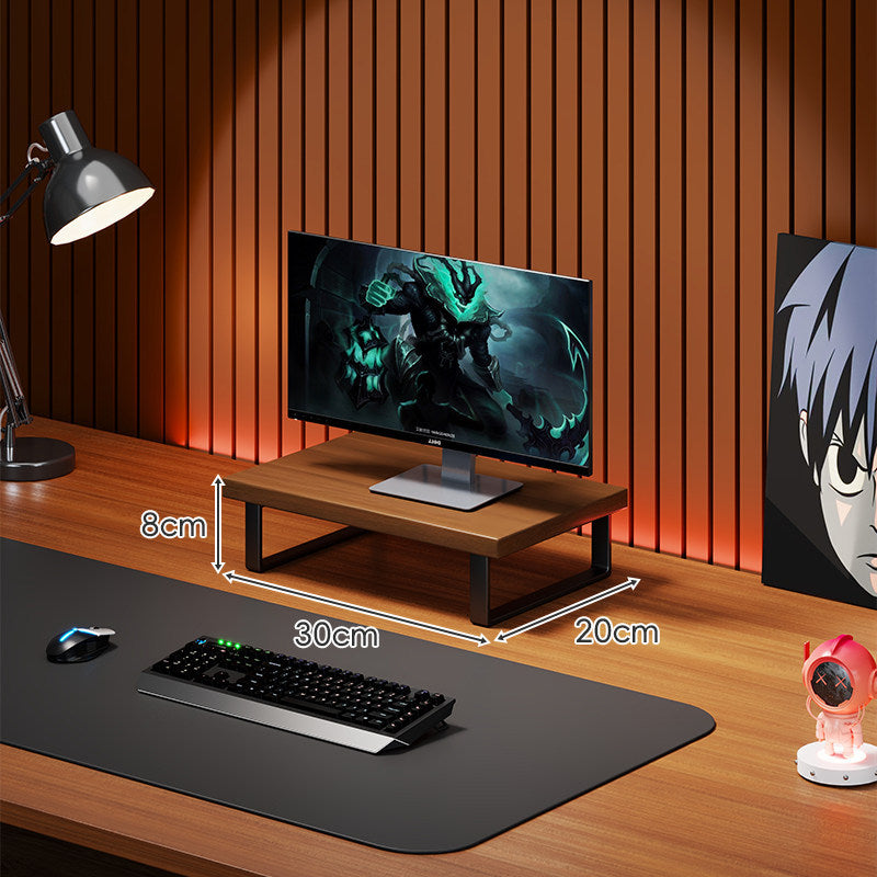 Solid Wood Monitor Riser with Minimal U-Frame Metal Legs