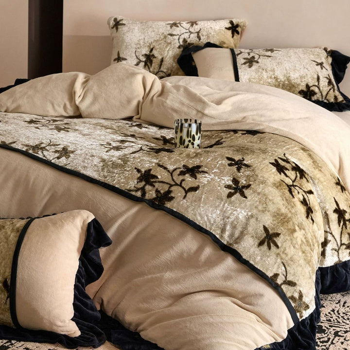 Plush Embossed Velvet Floral Bedspread and Pillow Shams Set