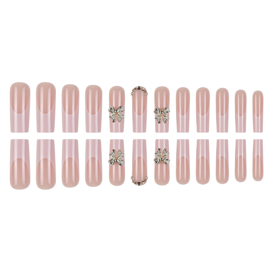 Elegant Stiletto Press-On Nails with Gold Floral Accents Stornfield