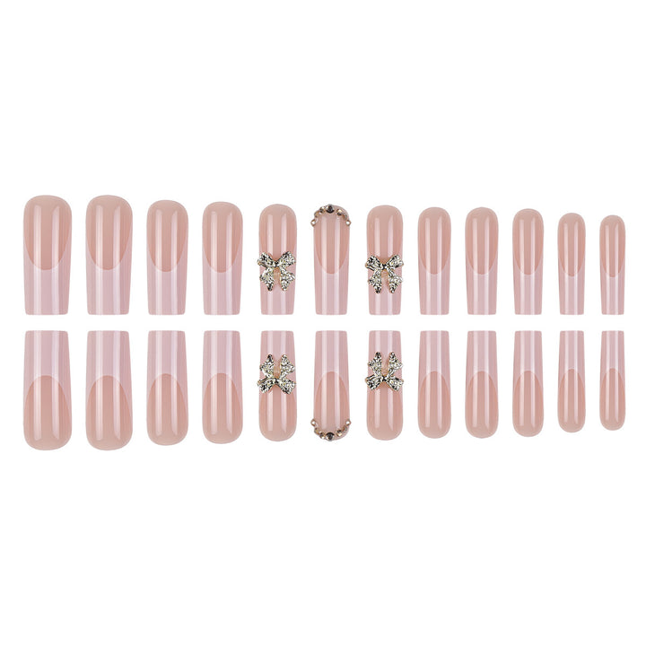 Elegant Stiletto Press-On Nails with Gold Floral Accents Stornfield