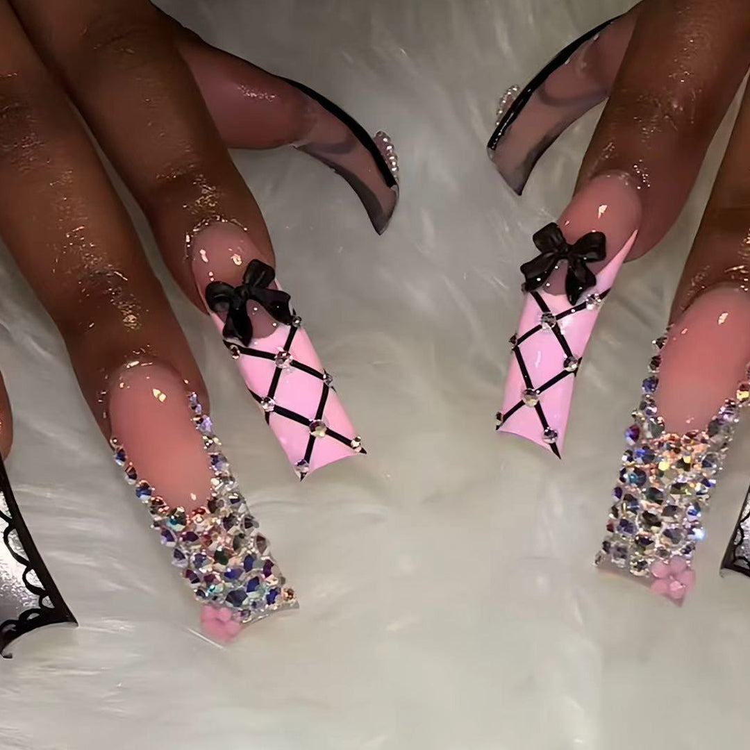 Luxury Nail Art Set with Rhinestone and Bow Accents Stornfield