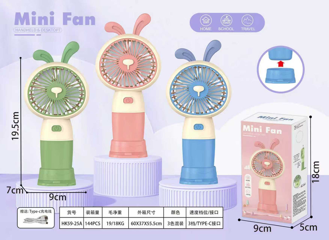 Unisex Handheld Fan with flexible design and integrated USB charging function Stornfield