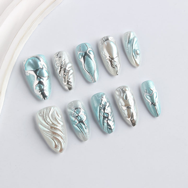Artistic Metallic Press-On Nail Set Stornfield