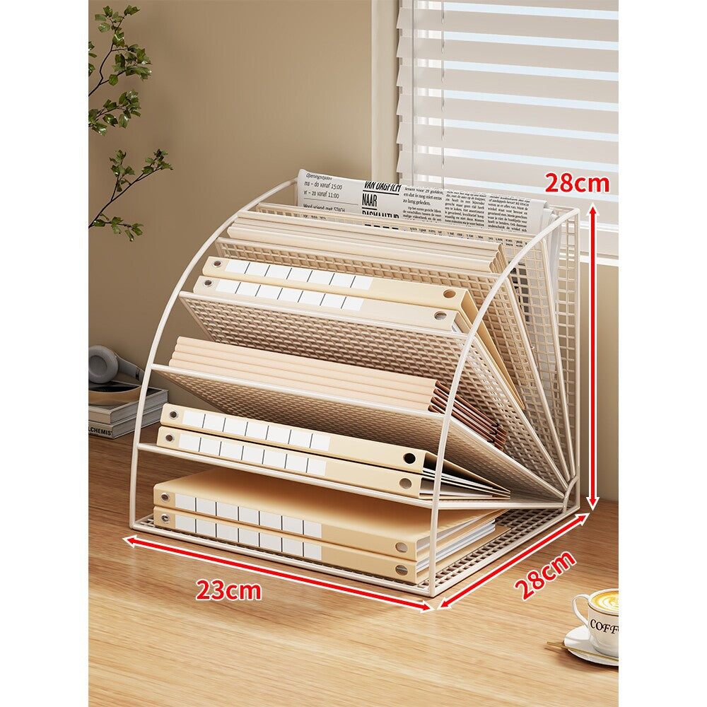 Multi-Tier Angled Metal Mesh Desktop File and Folder Organizer