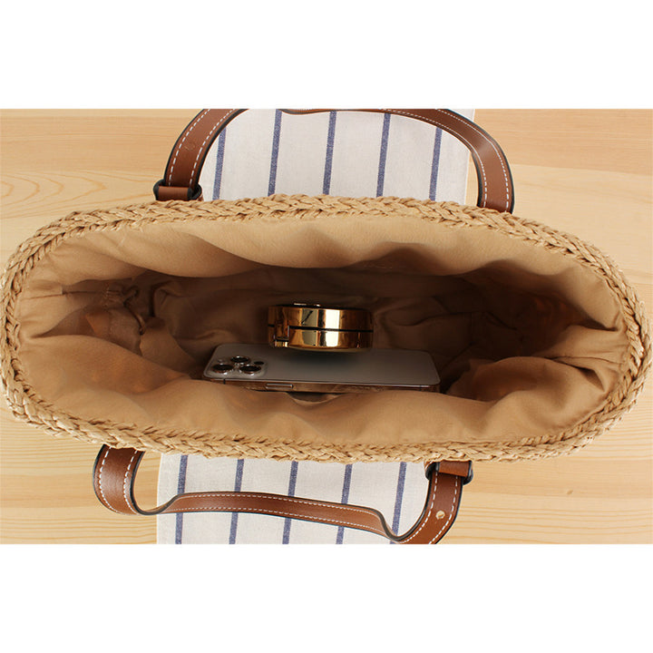 Handbag Made of Handwoven Braid with Sturdy Leather Handles Stornfield