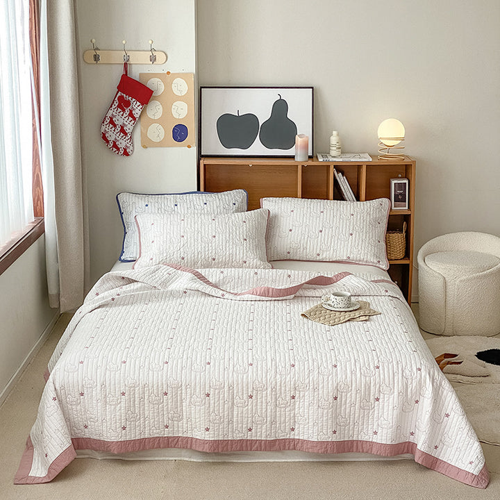 Lightweight Cotton Quilted Bedspread Set with Pillow Shams