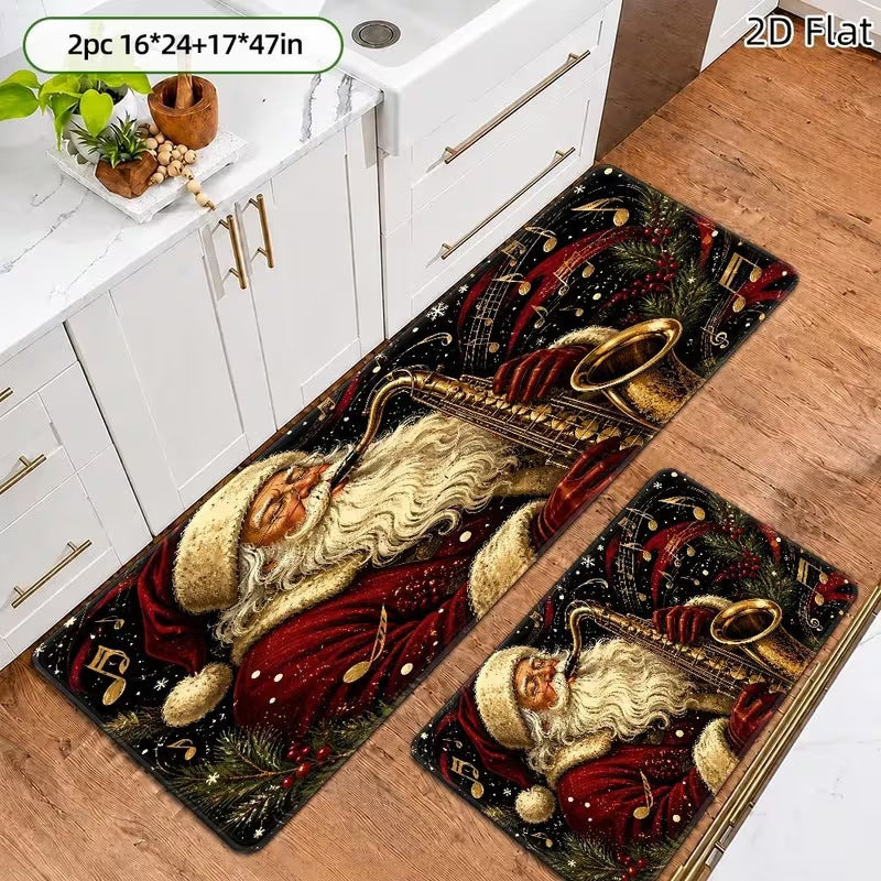 Christmas-Themed Kitchen Mat Set