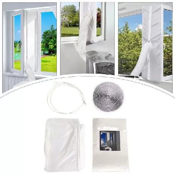 Unisex One Size Adjustable Window Ventilation Adapter Kit for Portable Air Conditioners with Zipper Fabric Panel and Hook and Loop Tape Stornfield
