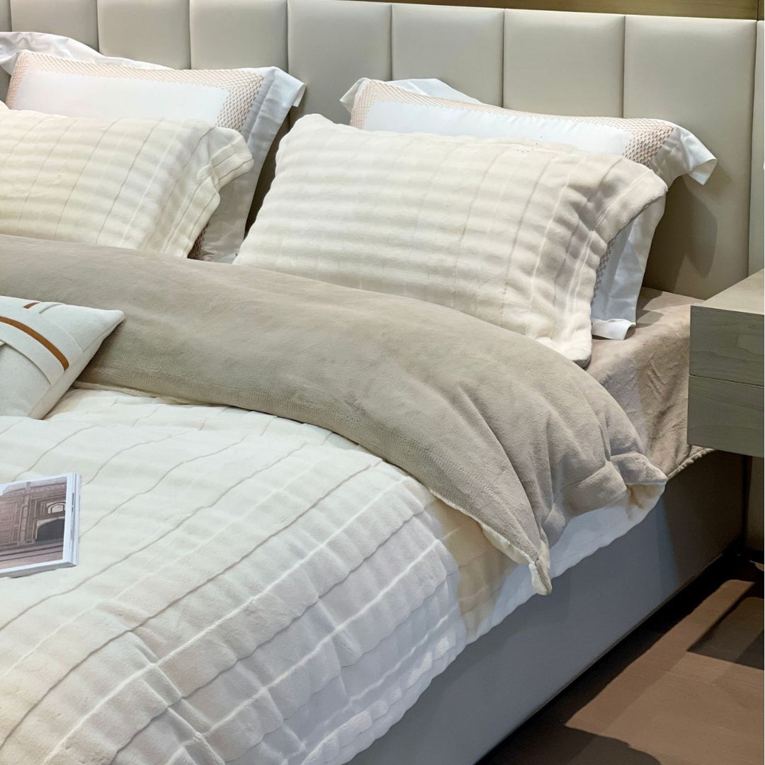 Reversible Plush Microfiber and Brushed Cotton Plaid Duvet Cover Set