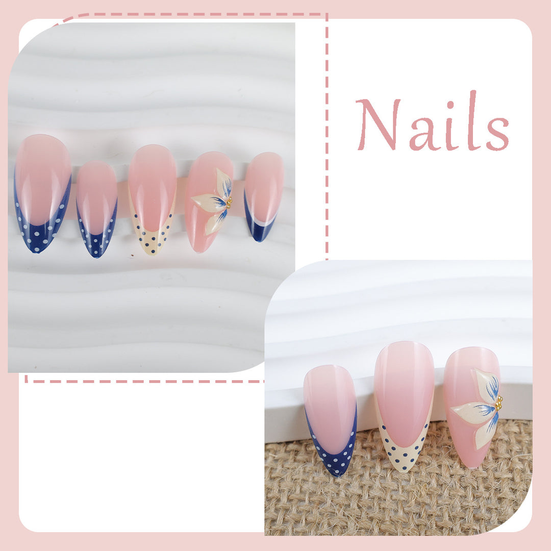 Artificial nail set with elegant floral details and modern accents Stornfield