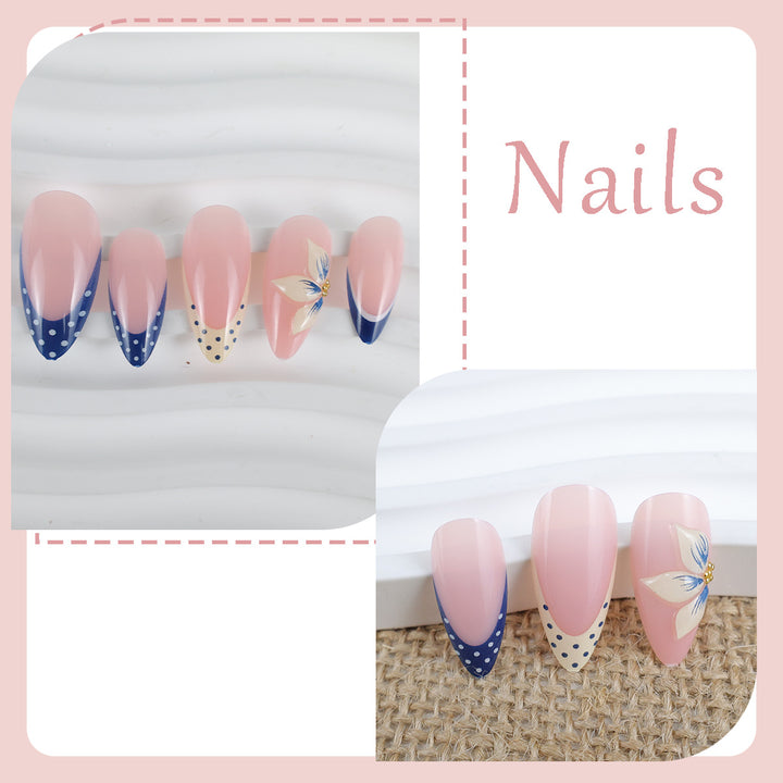 Artificial nail set with elegant floral details and modern accents Stornfield