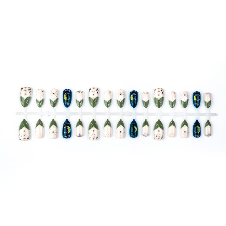 Artistic Nature-Inspired Press-On Nail Art Stornfield