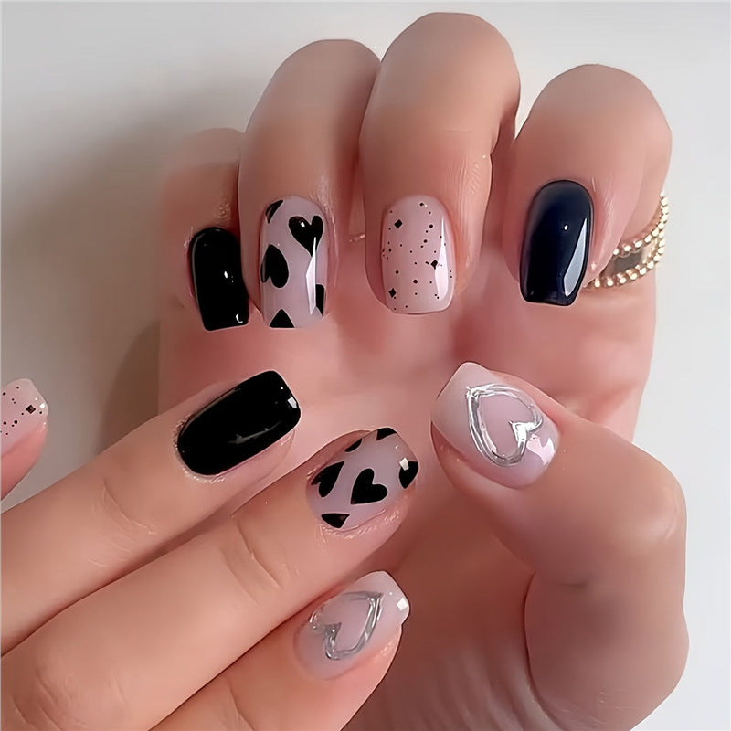 Artistic Heart-Themed Press-On Nail Set Stornfield
