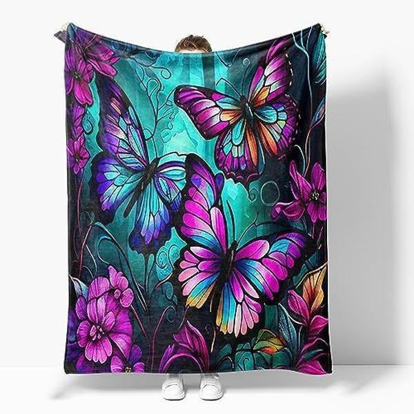 Artistic Butterfly-Inspired Fleece Blanket
