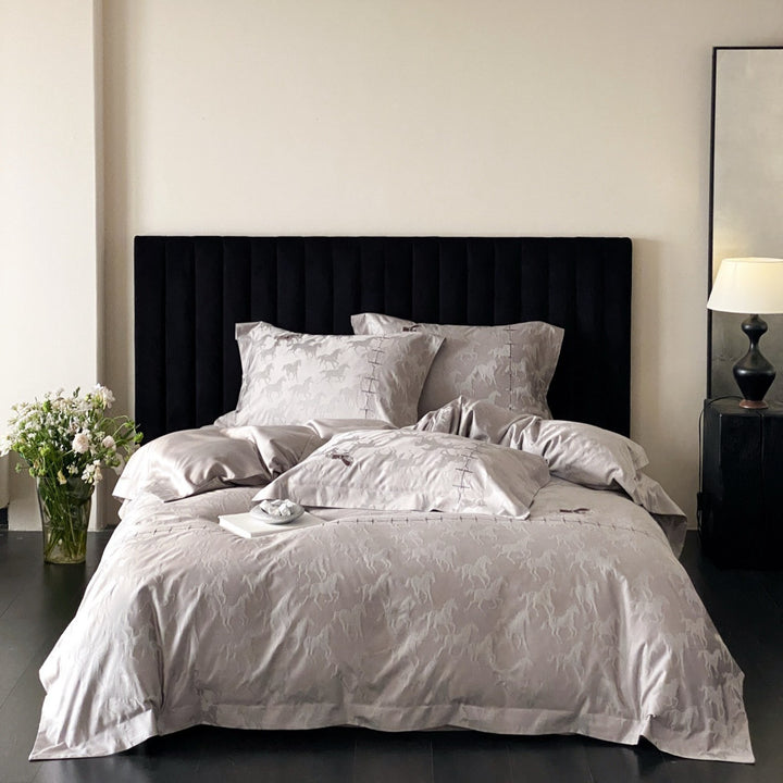 Horse Jacquard Cotton Sateen Duvet Cover Bedding Set