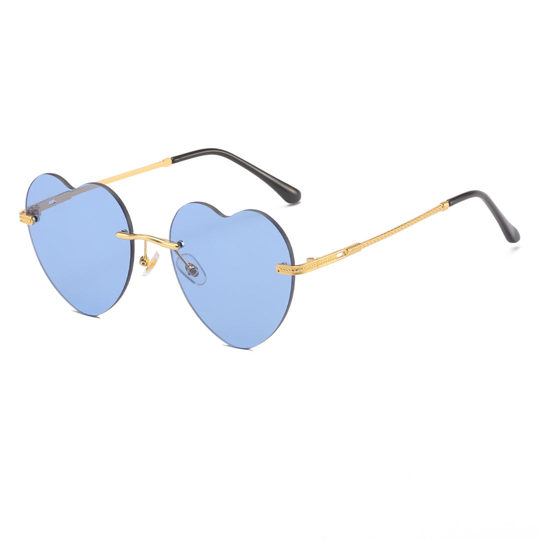Women's Heart-Shaped Sunglasses with Mirrored Lenses and Gold Frame Stornfield
