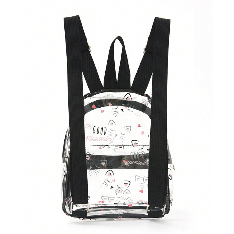 Women's Transparent Backpack with Cat Design Stornfield