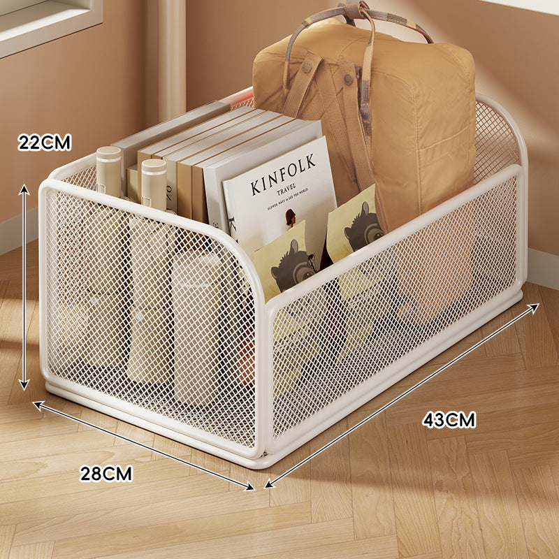 Mesh Rolling Storage Basket with Locking Swivel Casters and Ventilated Wire Frame