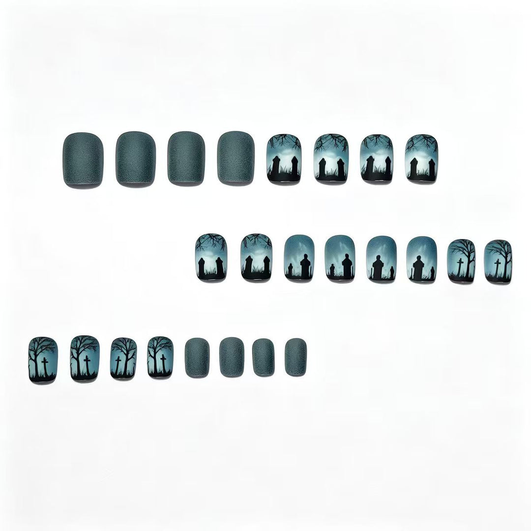 Creative nail art with dramatic tombstone design Stornfield