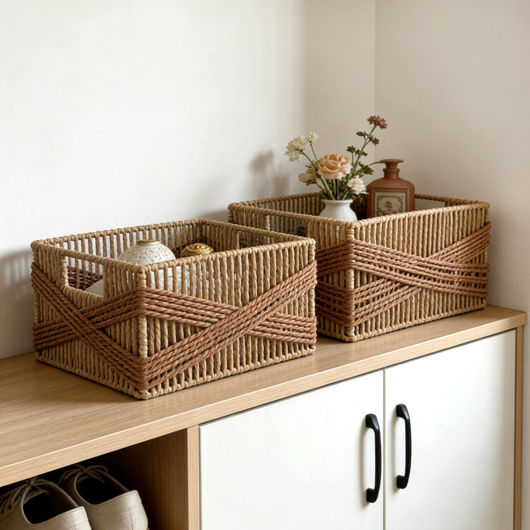 Handcrafted storage basket with decorative weave Stornfield