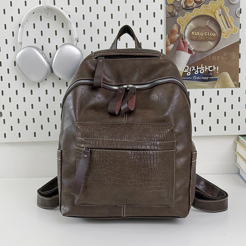 Stylish Crocodile-Patterned Leather Backpack Stornfield