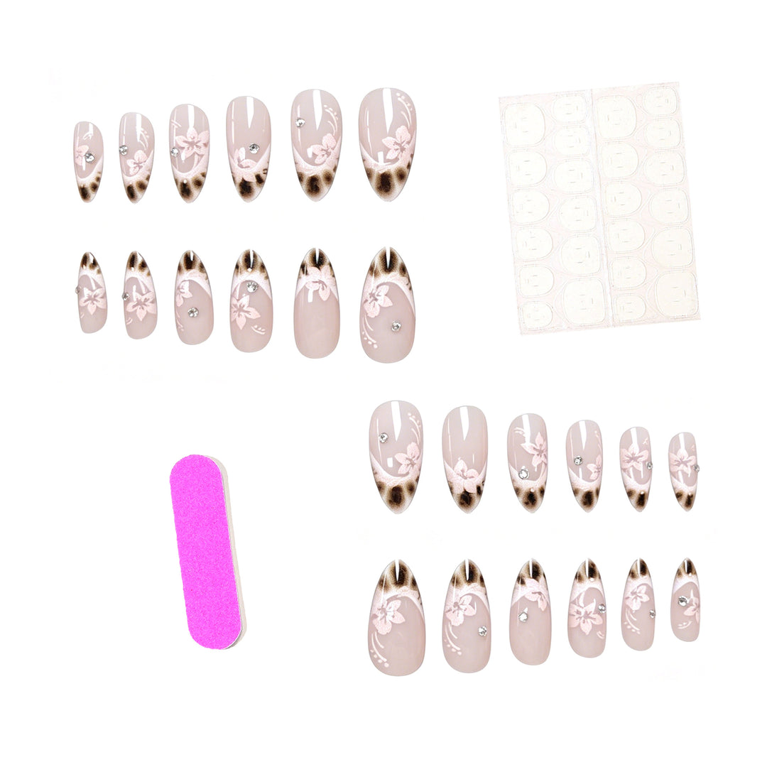 Elegant Floral-Design Acrylic Nail Enhancements Stornfield
