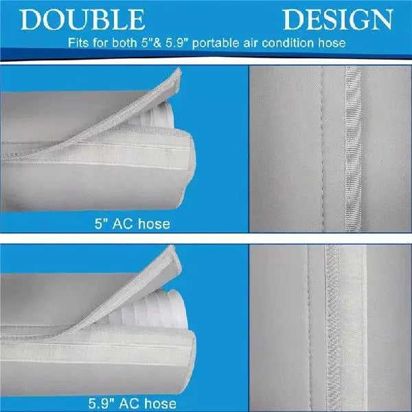 Unisex One Size Insulated Accordion-Style Portable Air Conditioner Exhaust Hose Extension with Protective Cover and Snap Button Clips Stornfield