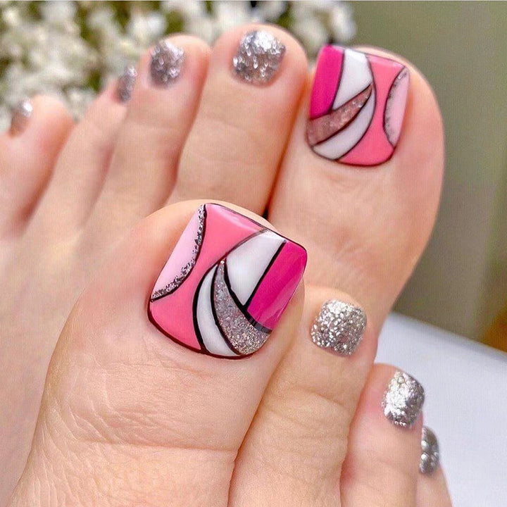 Artful toenail art with colorful geometric designs Stornfield