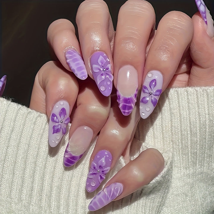 Premium Floral Press-On Nails Stornfield
