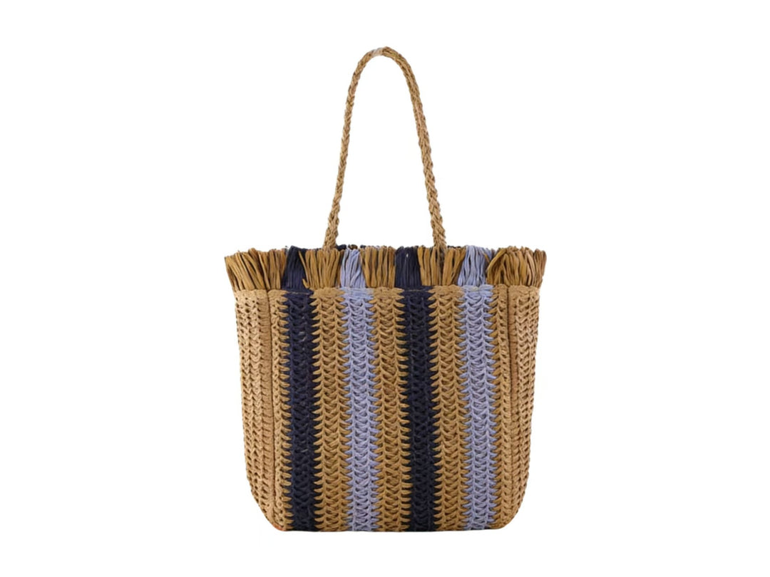 Braided beach bag with fringe details Stornfield