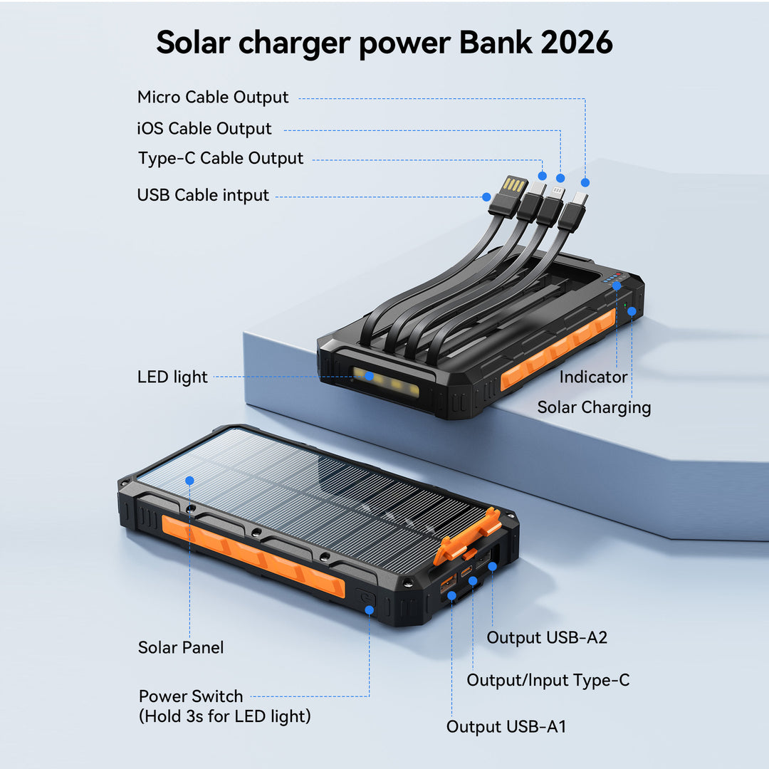 Multifunctional Solar Power Bank with Fast Charging Function Stornfield