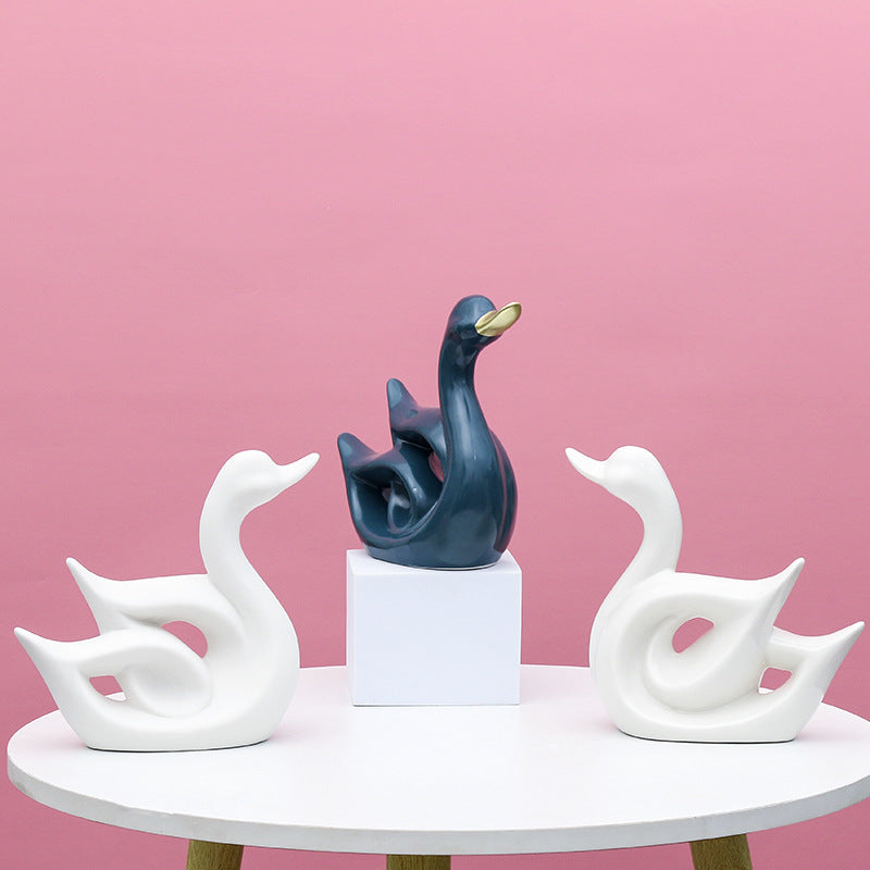 Artistic Swan-Shaped Ceramic Decor Stornfeild