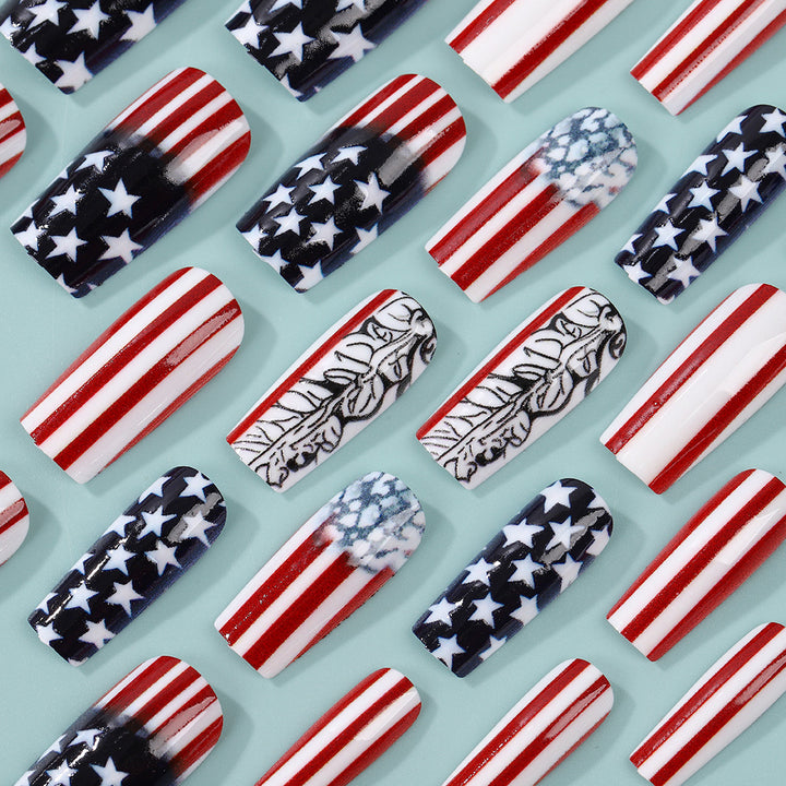 Creative artificial nails with patriotic design Stornfield