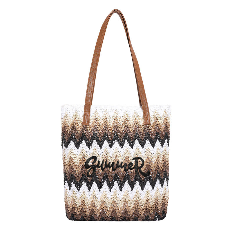 Boho Woven Straw Tote Bag