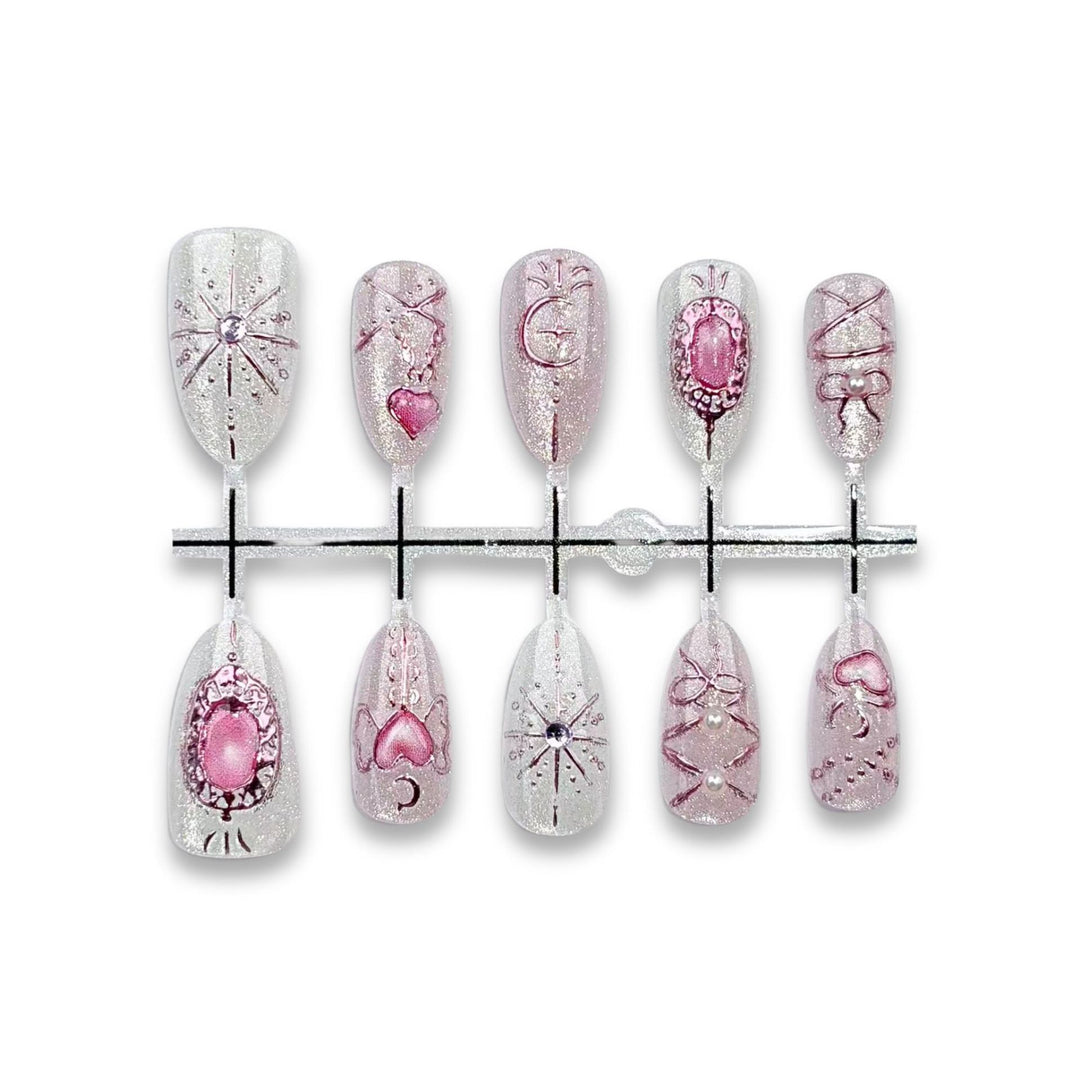 Decorative Rhinestone-Embellished Press-On Nails