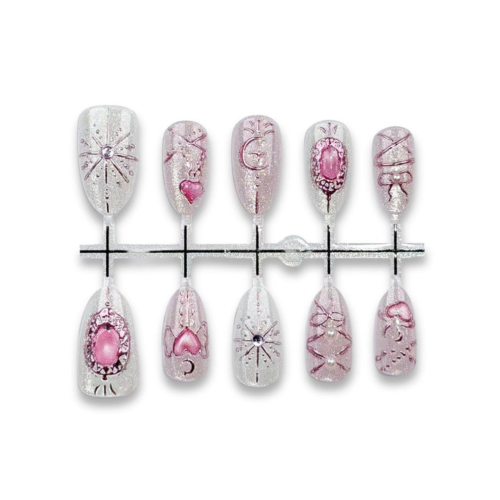 Decorative Rhinestone-Embellished Press-On Nails