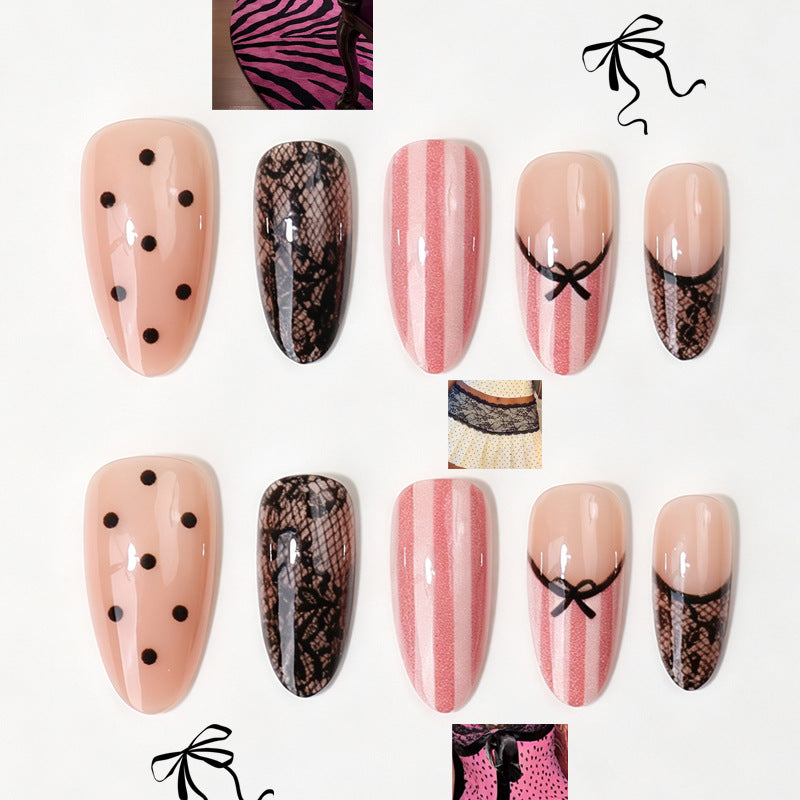 Elegant Lace-Inspired Press-On Nail Set Stornfield