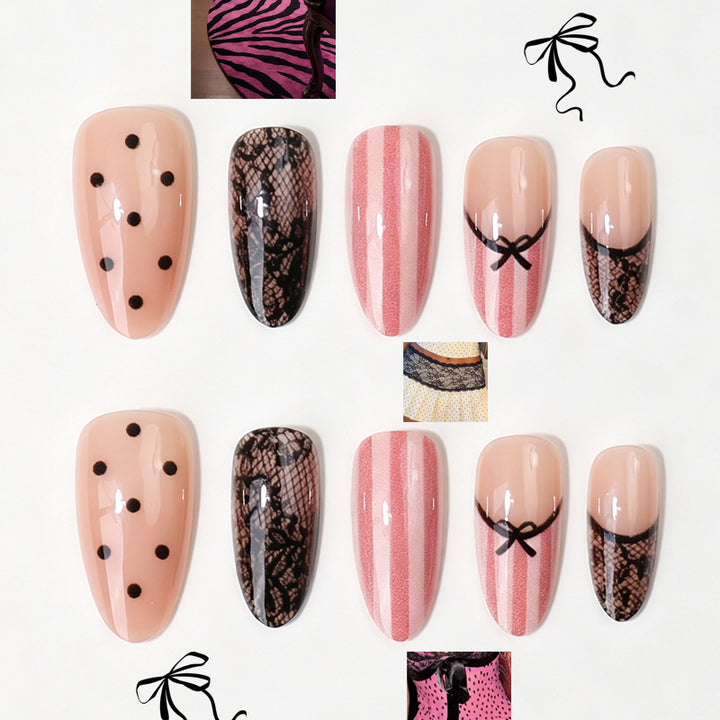 Elegant Lace-Inspired Press-On Nail Set Stornfield