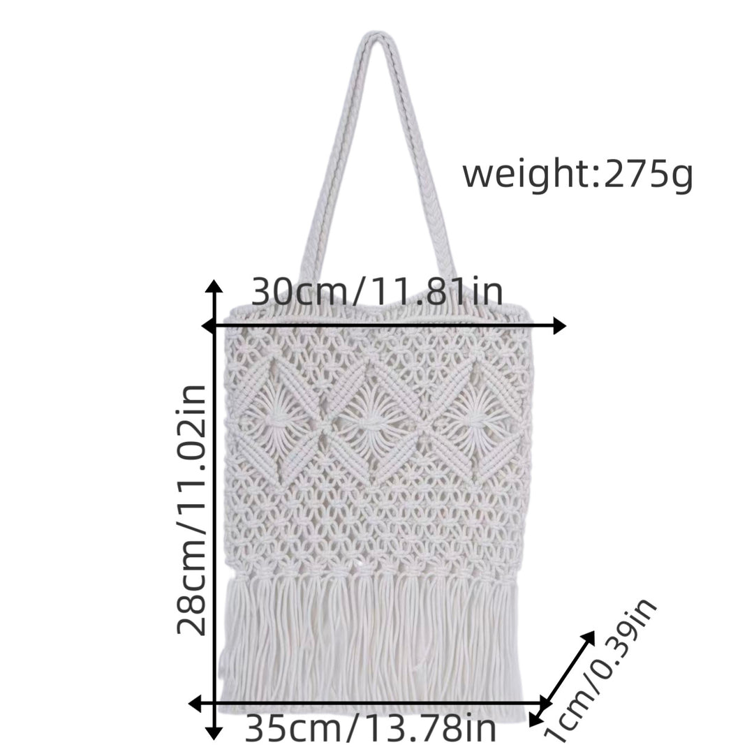Macrame shoulder bag with fringed design Stornfield