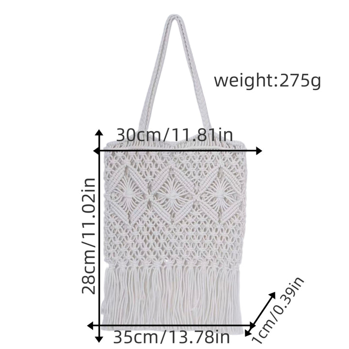 Macrame shoulder bag with fringed design Stornfield
