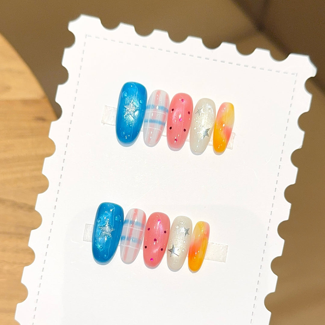 Creative nail art set with glitter and star design Stornfield