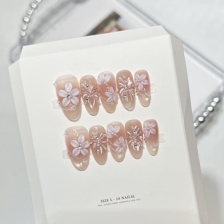 Decorative Floral Press-On Nail Art Set Stornfield