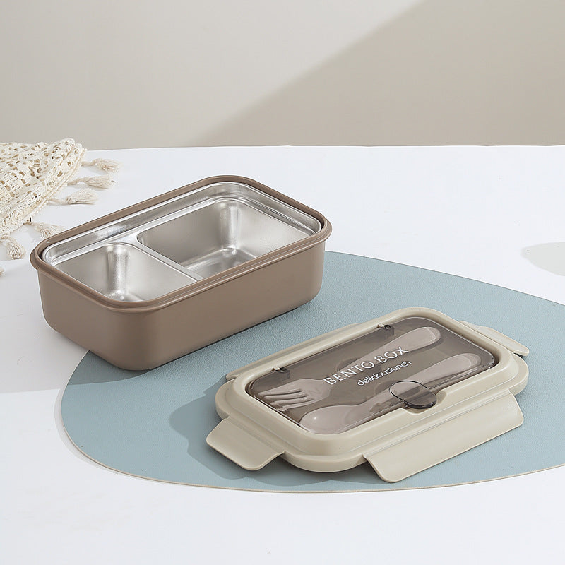 Multi-Compartment Bento Lunch Box with Integrated Utensils