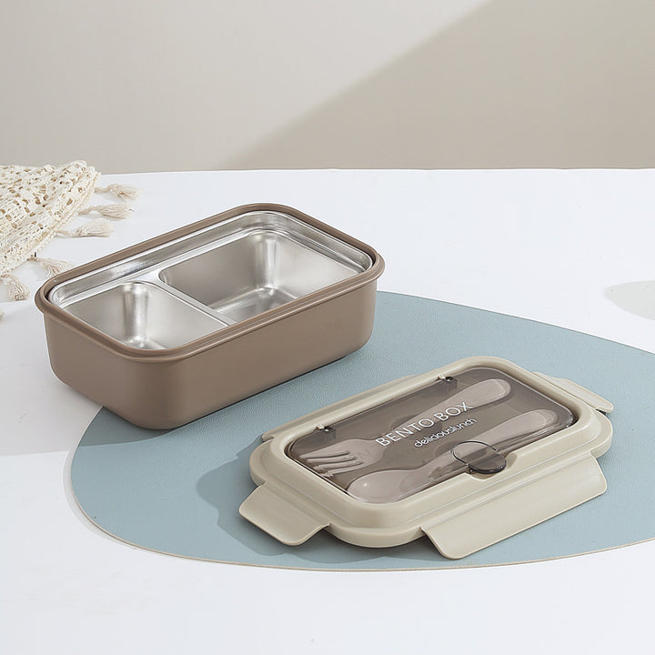 Multi-Compartment Bento Lunch Box with Integrated Utensils