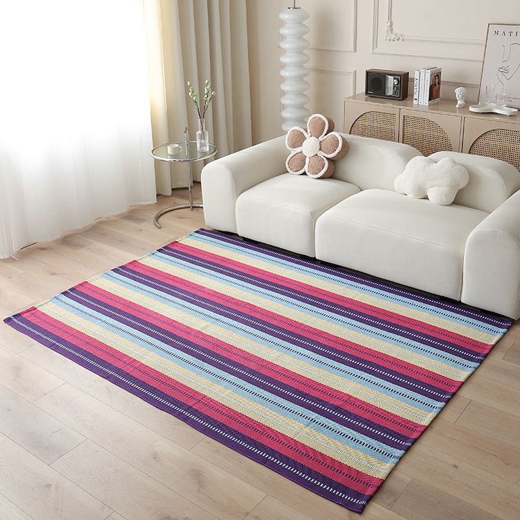 Large area living room rug check pattern, flat woven