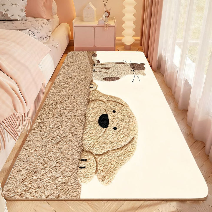 Playful Cat-Themed Plush Area Rug