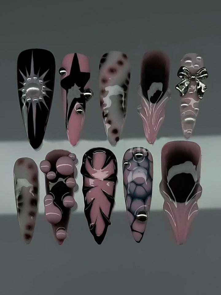 Ocean-Inspired 3D Decorative Press-On Nail Set Stornfield