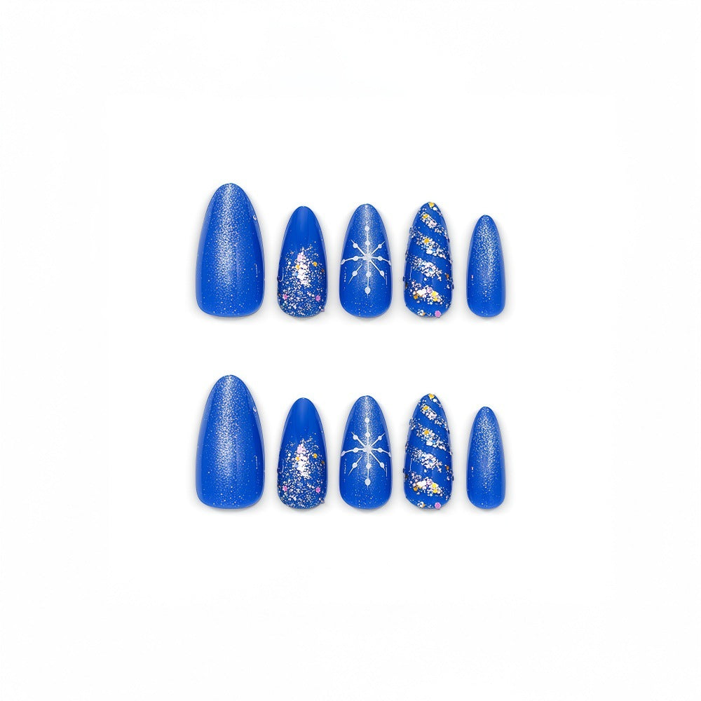 Glamorous artificial nails with glitter and pattern design Stornfield