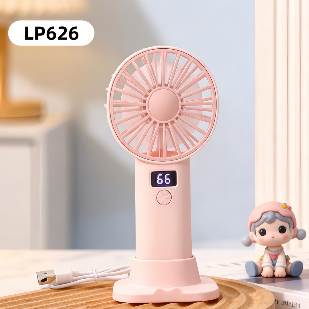 Women Portable Handheld Fan with Digital Speed Setting Stornfield