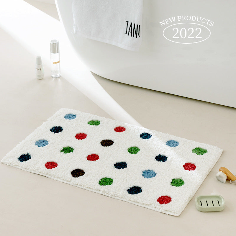 Soft bath mat with high pile, striped relief pattern and non-slip backing